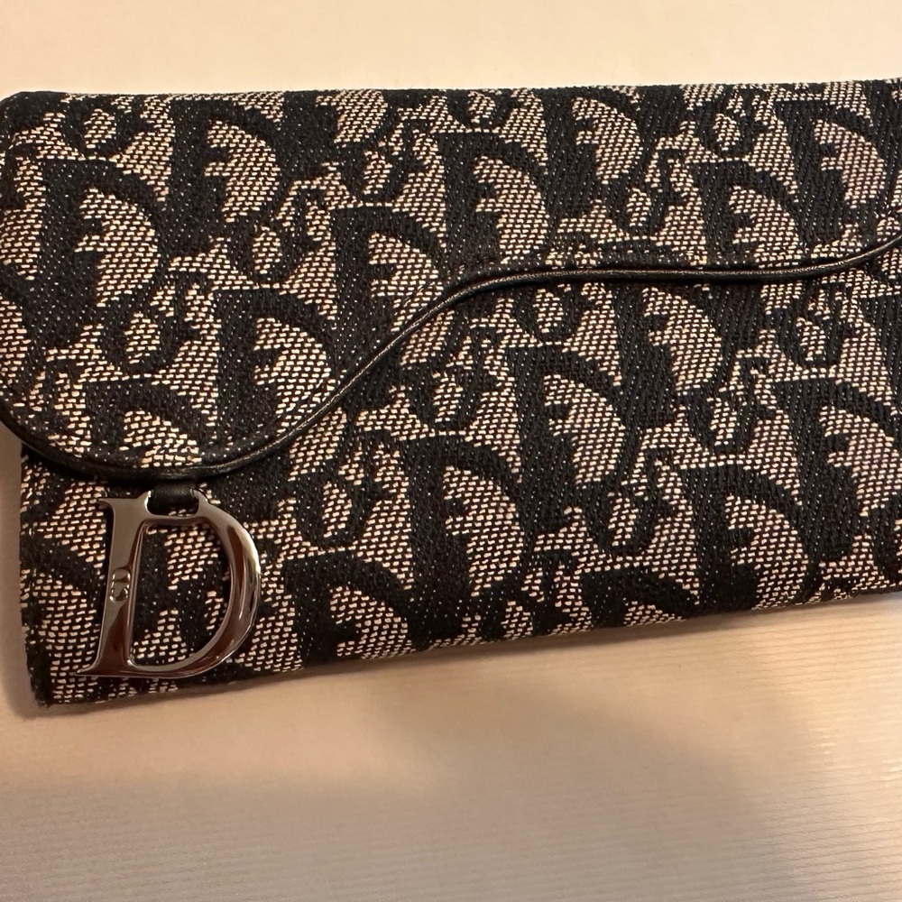 Dior Black and Cream Patterned Clutch